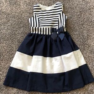 Girls blue and white stripe dress